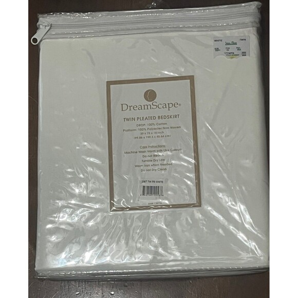Dreamscape Bedskirt‎ Twin Bed Box Pleat White Percale 200TC Cotton Classic NWT - Picture 2 of 2